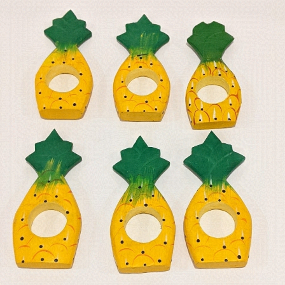 2/$20 set of 6 pineapple wood napkin rings